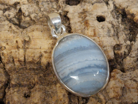 Chalcedoon of blue lace agaat hanger in zilver