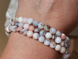Roze andes opaal kogelarmband 6mm