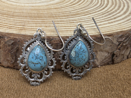 Turkoois oorbellen in zilver