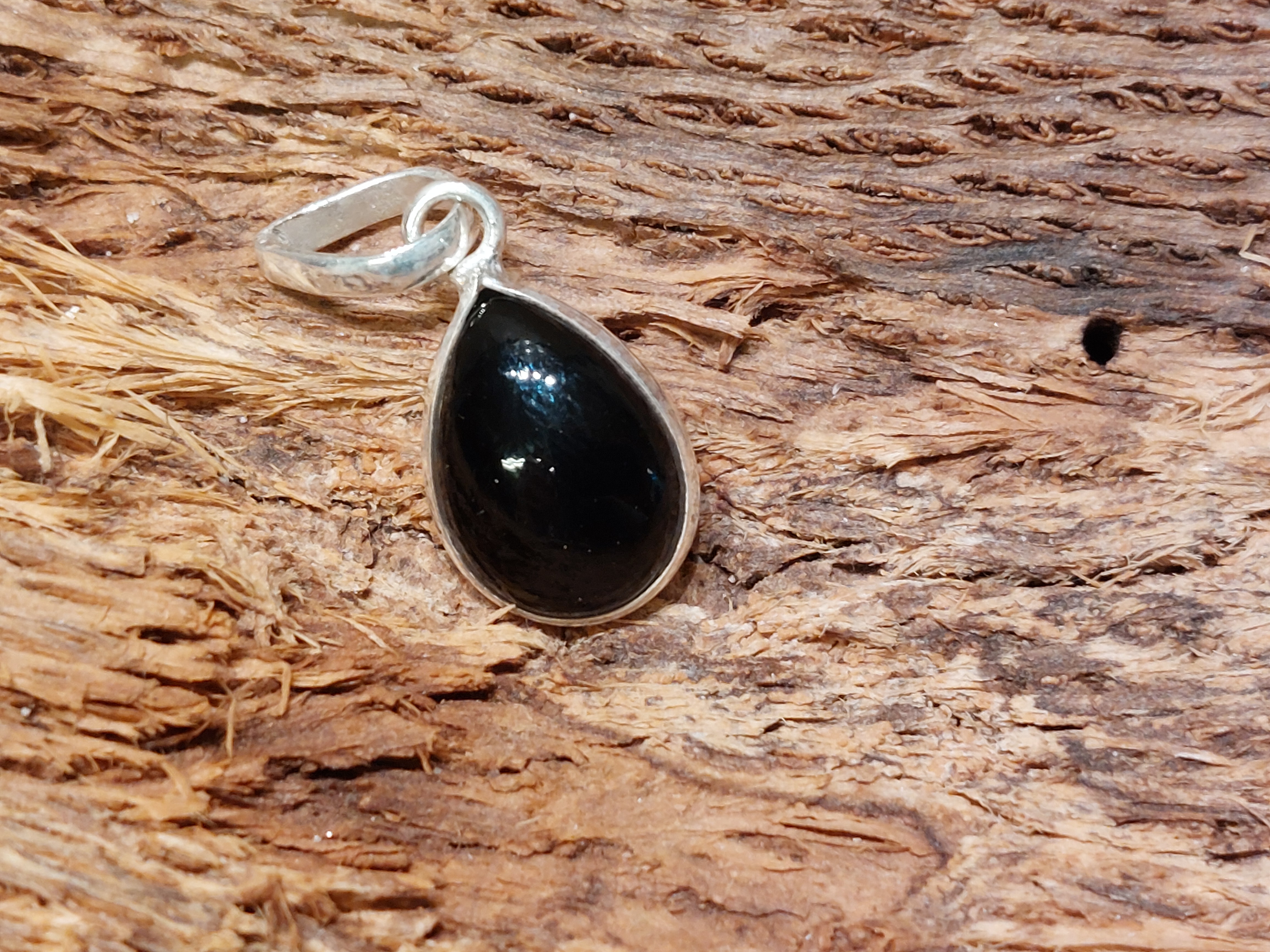 Onyx hanger in zilver