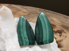 Malachiet cabochons set van 2