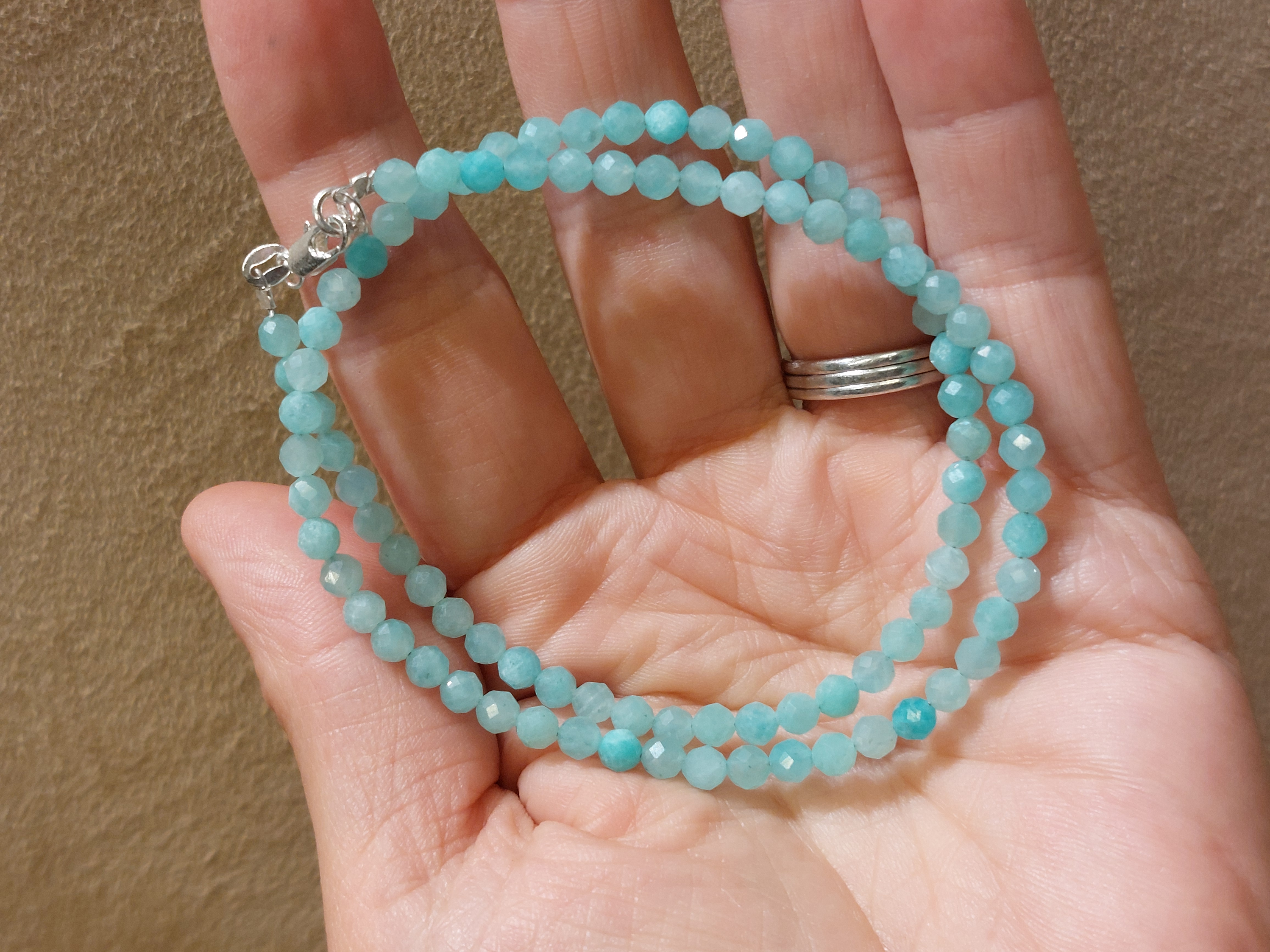 Amazoniet ketting facet geslepen