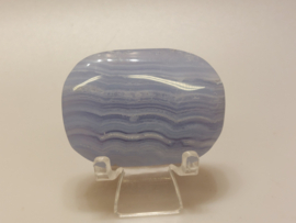 Blauwe chalcedoon of blue lace agaat platte steen