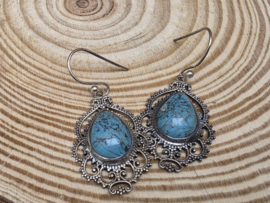 Turkoois oorbellen in zilver