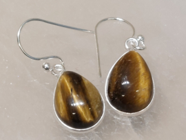 Tijgeroog oorbellen in zilver