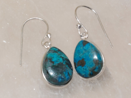 Chrysocolla oorbellen in zilver