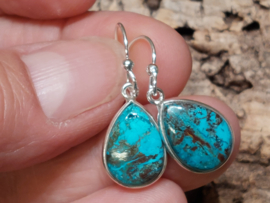 Chrysocolla oorbellen in zilver