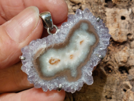 Amethist roos hanger in zilver