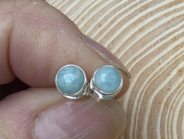 Amazoniet oorbellen in zilver
