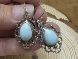 Larimar oorbellen in zilver