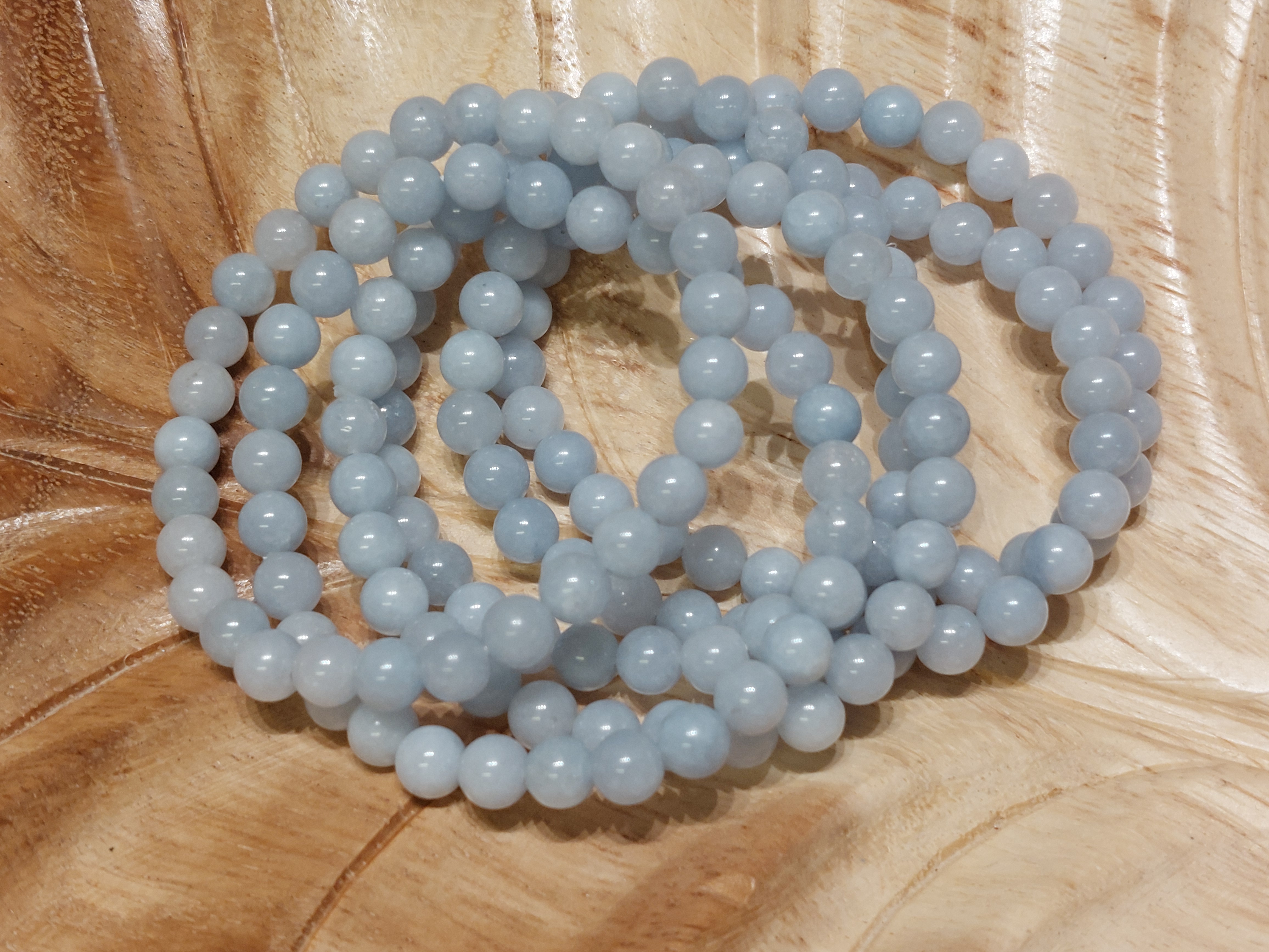 Aquamarijn kogelarmband 6 mm