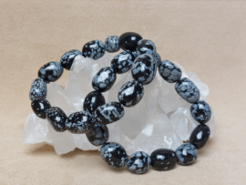 Sneeuwvlok obsidiaan grote nugget armband