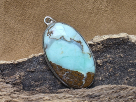 Chrysopraas hanger in zilver