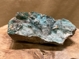 Chrysocolla drusy met malachiet ruw uit Congo