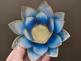 Lotus sfeerlicht tweekleurig wit en blauw met goudrand