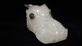 Bergkristal draak met labradoriet ogen