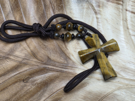 Ketting met tijgeroog kruis
