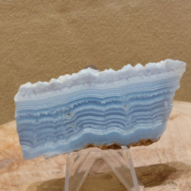 Blauwe chalcedoon/ blue lace agaat schijf