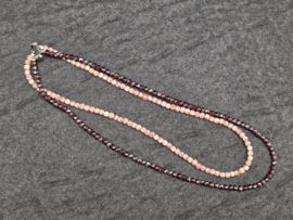 Granaat met rhodochrosiet ketting met armband facet geslepen