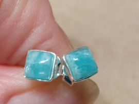 Amazoniet oorbellen in zilver