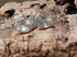 Bergkristal oorbellen in zilver