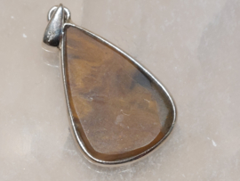 Tijgeroog/valkenoog hanger in zilver