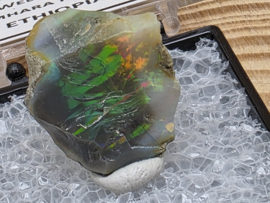 Zwarte opaal of welo opaal ruw stukje in doosje