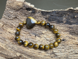 Tijgeroog armband met hart