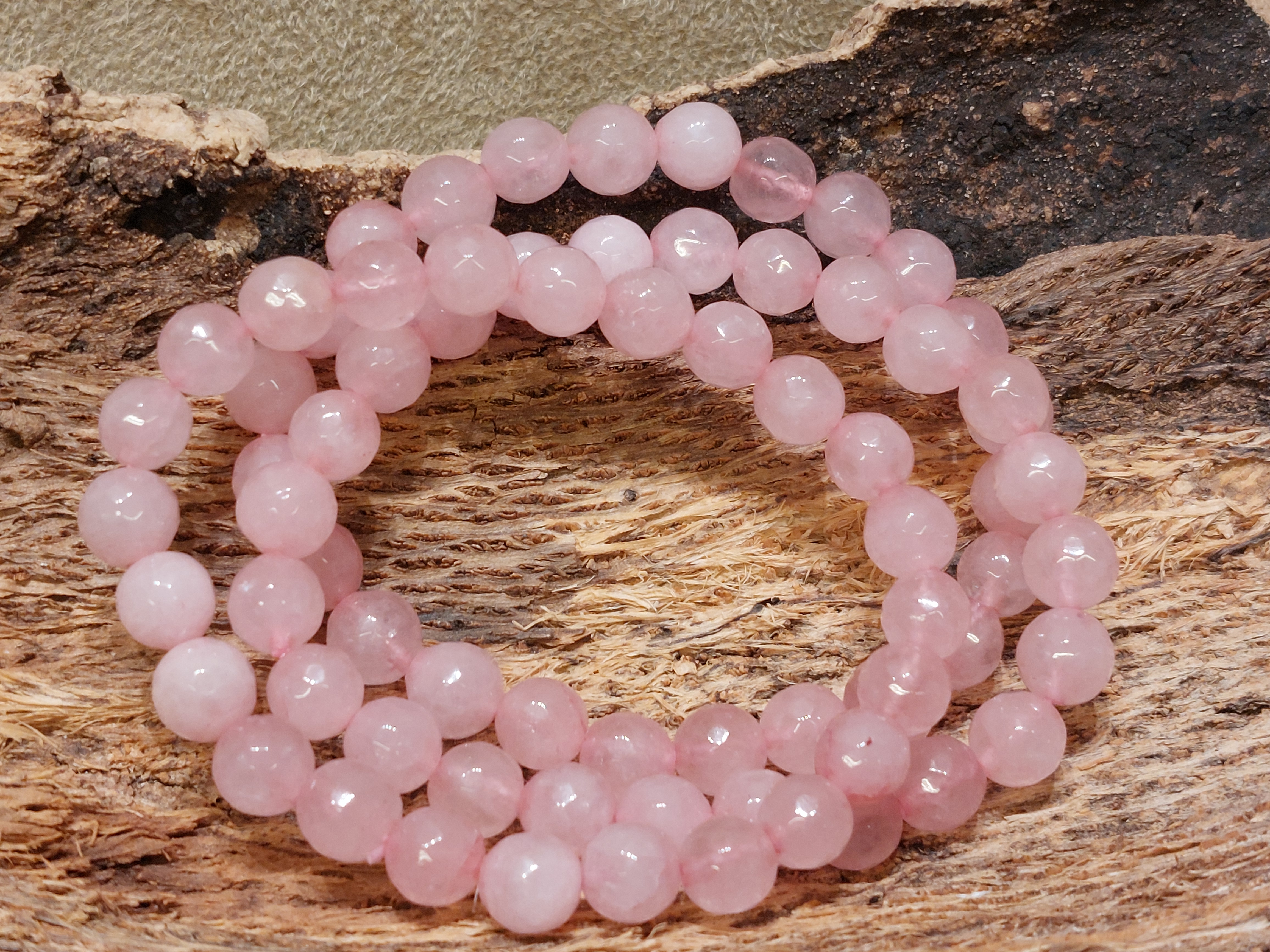 Rozenkwarts kogel armband 8mm facet