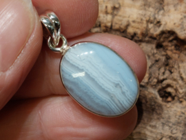 Chalcedoon of blue lace agaat hanger in zilver
