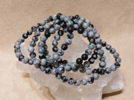 Sneeuwvlok obsidiaan kogelarmband 6 mm