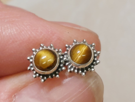 Tijgeroog oorbellen in zilver