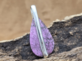 Kobalt calciet hanger in zilver
