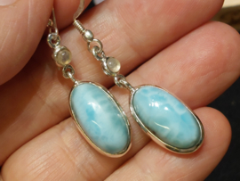 Larimar oorbellen in zilver