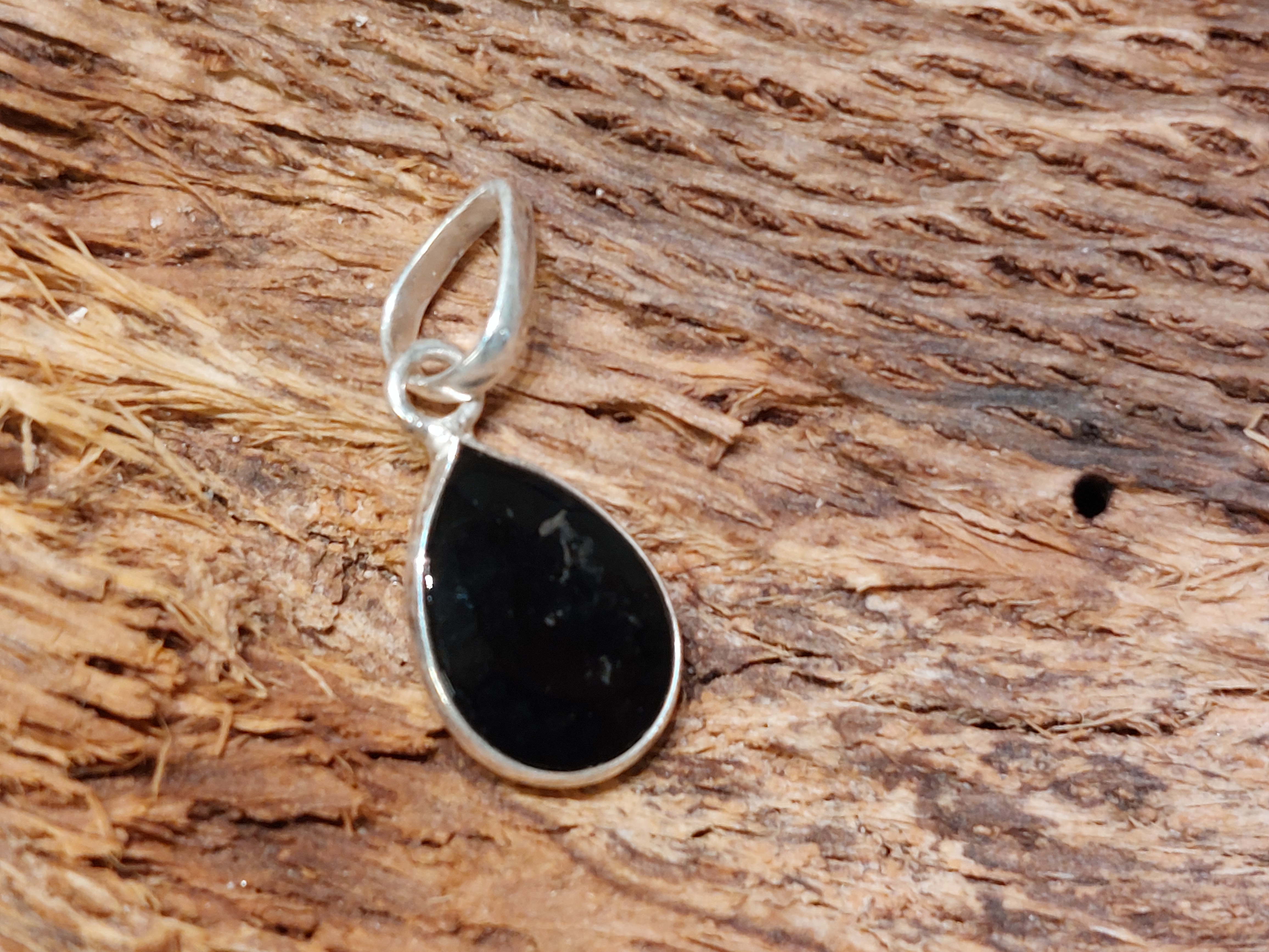 Onyx hanger in zilver