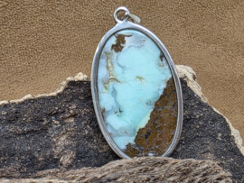 Chrysopraas hanger in zilver