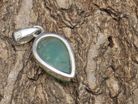 Chrysopraas hanger in zilver