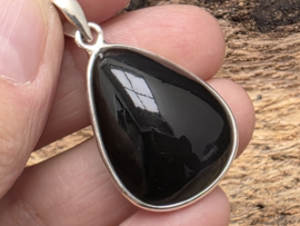 Zwarte obsidiaan hanger in zilver