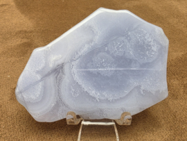 Blauwe chalcedoon/ blue lace agaat schijf