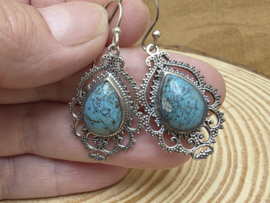 Turkoois oorbellen in zilver