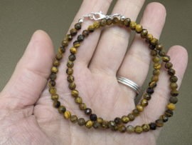 Tijgeroog ketting facet geslepen