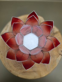 Lotus sfeerlicht tweekleurig wit en rood met zilverrand