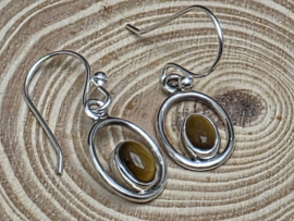 Tijgeroog oorbellen in zilver