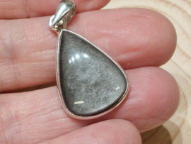 Zilver obsidiaan hanger in zilver