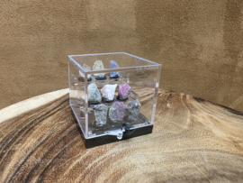 Doosje met diverse uv gevoelige mineralen