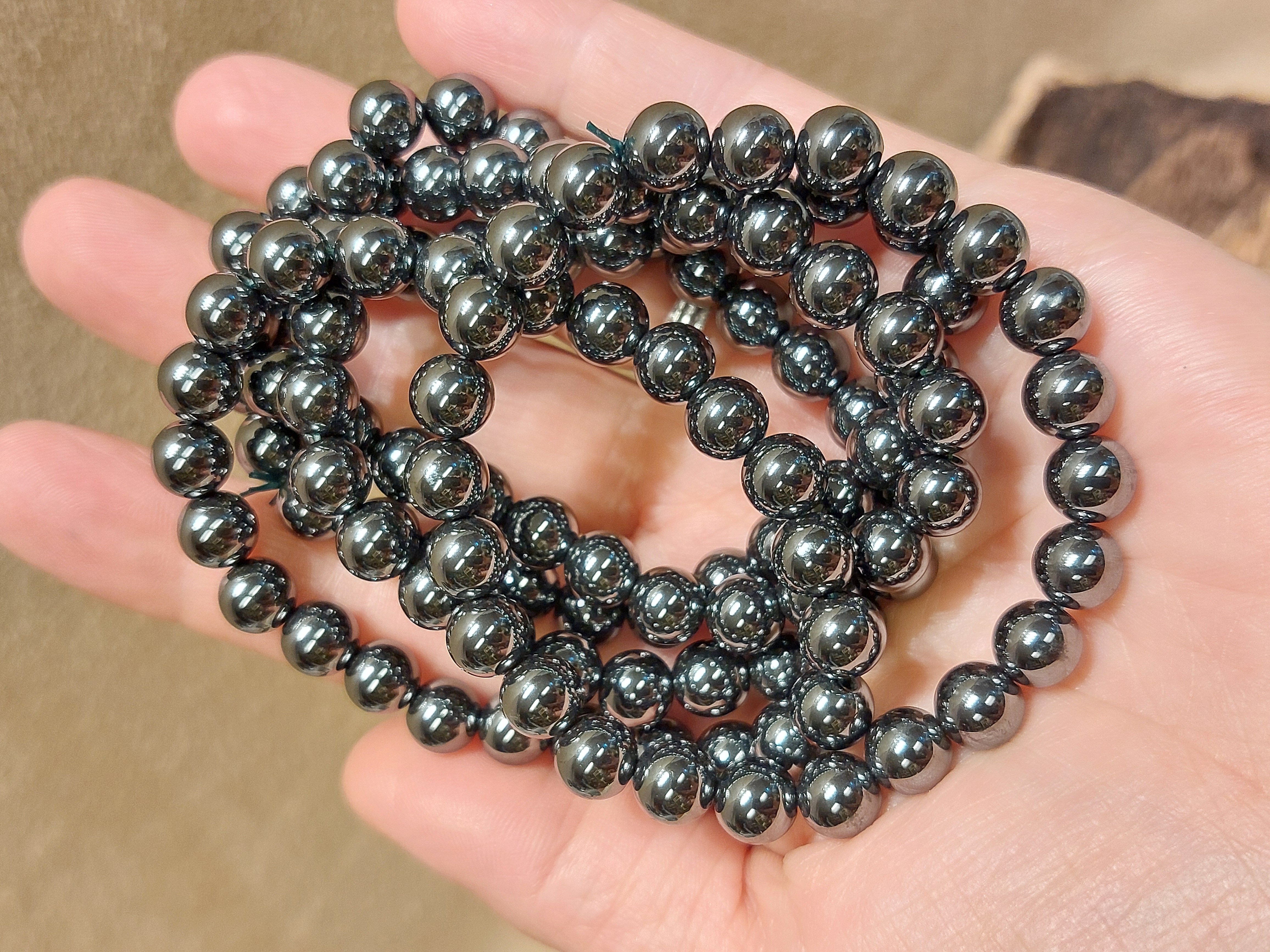 Hematiet kogelarmband 8 mm