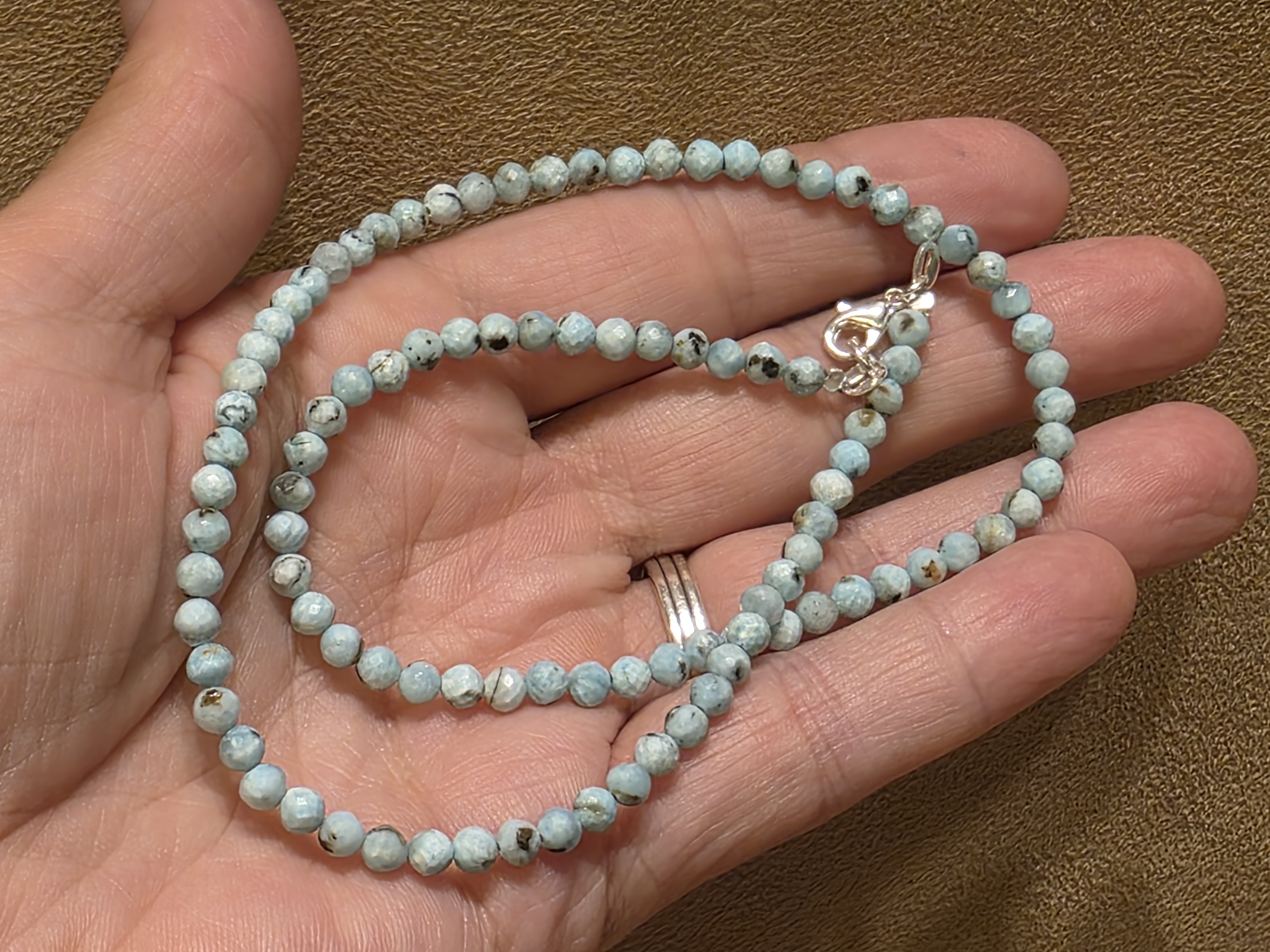 Larimar ketting facet geslepen