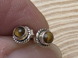 Tijgeroog oorbellen in zilver