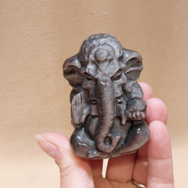 Zilver obsidiaan ganesha