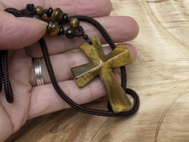 Ketting met tijgeroog kruis